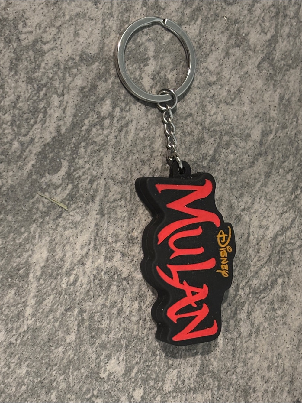 Disney Black and Red Mulan Rubber Keychain with Metal Ring 2019